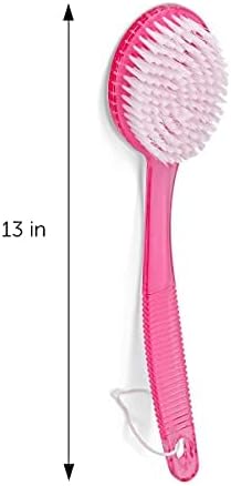 DecorRack Bath Brush with Bristles, Long Handle for Exfoliating Back, Body, and Feet, Bath and Shower Scrubber, Green (1 Pack)