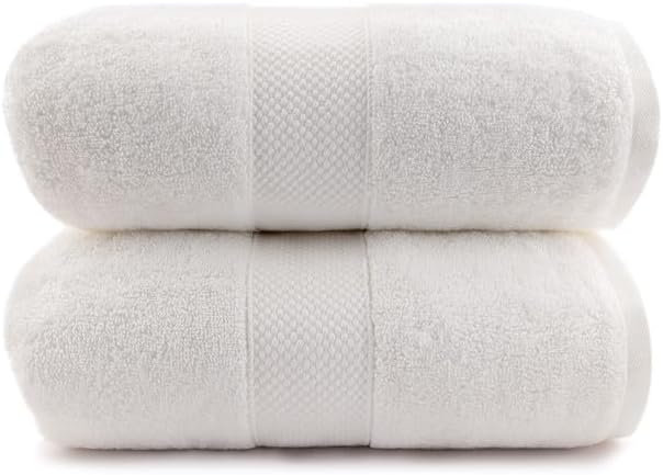 Maisonette Loft 100% Egyptian Cotton Turkish Bath Sheets - Soft, Absorbent Oversized Bathroom Towels - Ideal Quick Dry Extra Large Luxury Bath Towel Set for Shower - (35" x 70", 2 Pack) - White