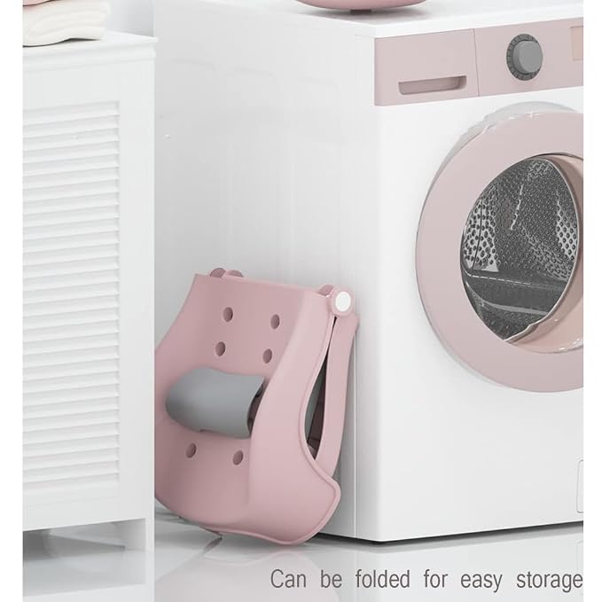 Adjustable Children's Shampoo Chair is Suitable for 3-10 Years Old Bath seat Bathtub Household Foldable Moisture-Proof Clothes Design Pink