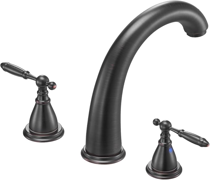VEVOR Roman Tub Faucet, 3 Hole Waterfall Bathtub Faucet, Gooseneck Bath Tubs Faucets Set with 2 Handles, Roman Tub Faucets Deck Mount for Pet Washing, Adult Bathing, Bronze, Temperature Control
