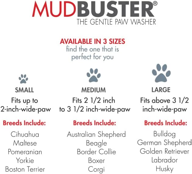 Dexas MudBuster Medium Dog Paw Cleaner, Blue, Fits 1.5"-2.5" Wide Paws, Gentle Silicone Bristles for Quick, Easy Cleaning (Pack of 6)