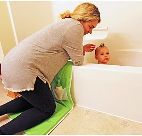 5 STAR SUPER DEALS Baby Bath Kneeling Safety Pad & Storage - Bathtub Kneeler & Elbow Cushion (Regular, Green)