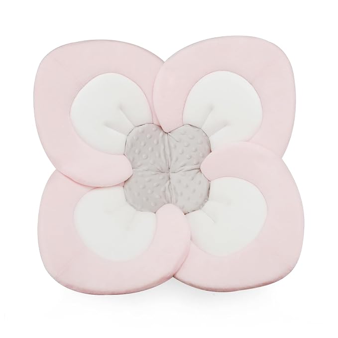 PandaEar Baby Bath Pad for Infant Newborn | Soft Flower Petals for Sink Bathtub Essentials Shower Gift (Pink)