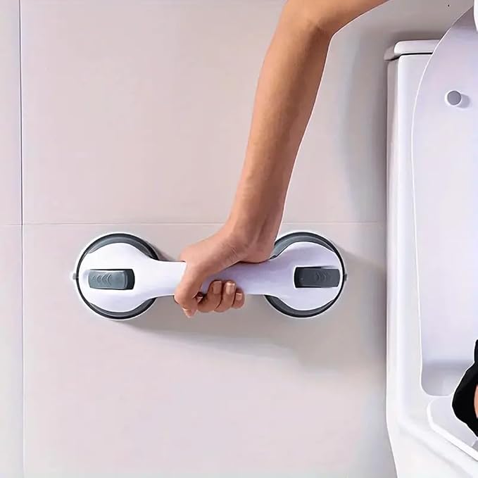 2Pcs Suction Grab Bars for Shower, Safety Handle Support for Bathroom (2, Gray, 12in)