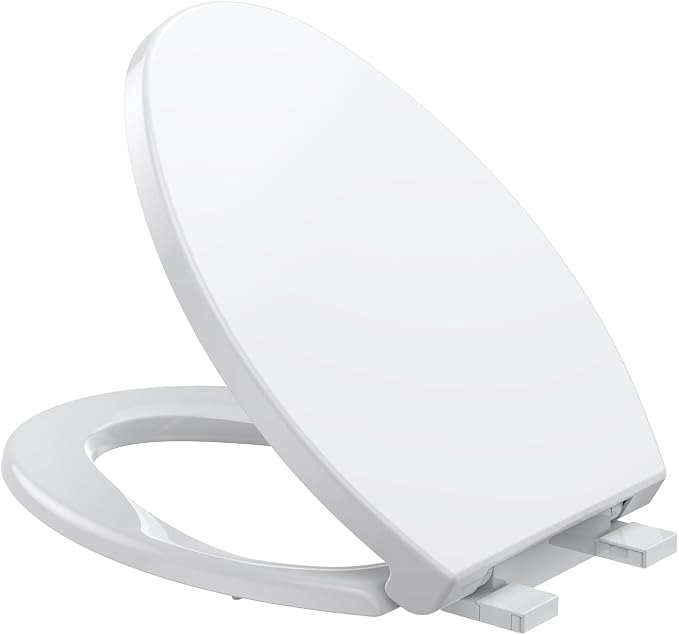 Toilet Seat Cover Elongated – Durable PP Toilet Seat with Slow Close Hinges, Easy Clean White Replacement for American Standard Toilets