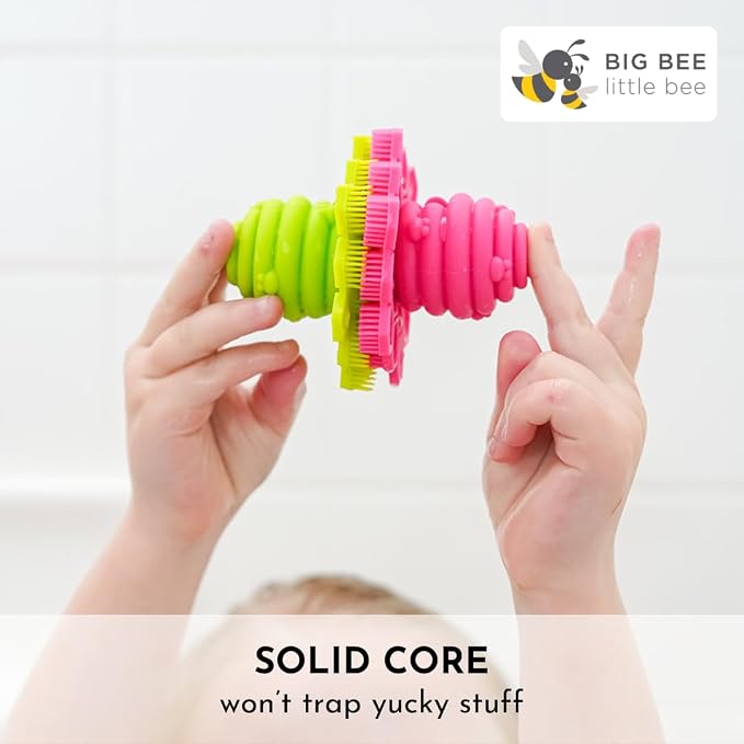 Big Bee, Little Bee - Kids Original ScrubBEE, 100% Silicone Childrens Bath Scrubber, Promotes Effective Independent Hand & Body Washing, As Seen on Shark Tank (Hibiscus)