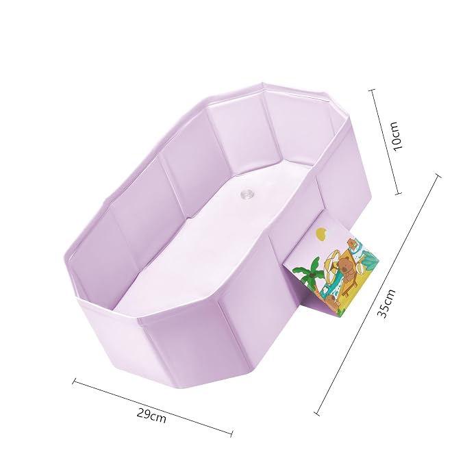 Baby Bathtub for Newborn to Toddlers 1-6 Y, Foldable Infants Babies Bath Tub with Non-Slip Base and Drain Plug, Portable Bathtub for Home Outdoor (Pink, 75-45-25CM)