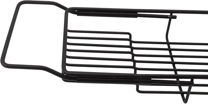 Metal Marble Bathtub Rack, Bathtub Caddy Tray Stainless Steel Shower Caddy Tray with Extending Sides, Bathroom Trays (Black)