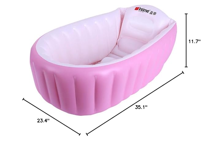 Inflatable Baby Bathtub, Kid Infant Toddler Infant Newborn Inflatable Foldable Shower Pool (Pink)