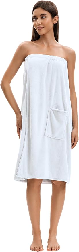 Towel Wrap For Women After Shower,Plush Bath Robe Female,Sauna Spa Wrap Around Towels With Pockets