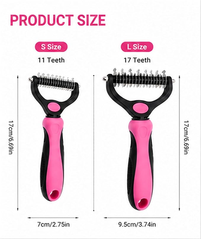 Professional Deshedding Tool Dogs & Cats - Gentle, Efficient & Fur, Pet Grooming Brush, Dog & Cat Grooming Tool,Pink:Large