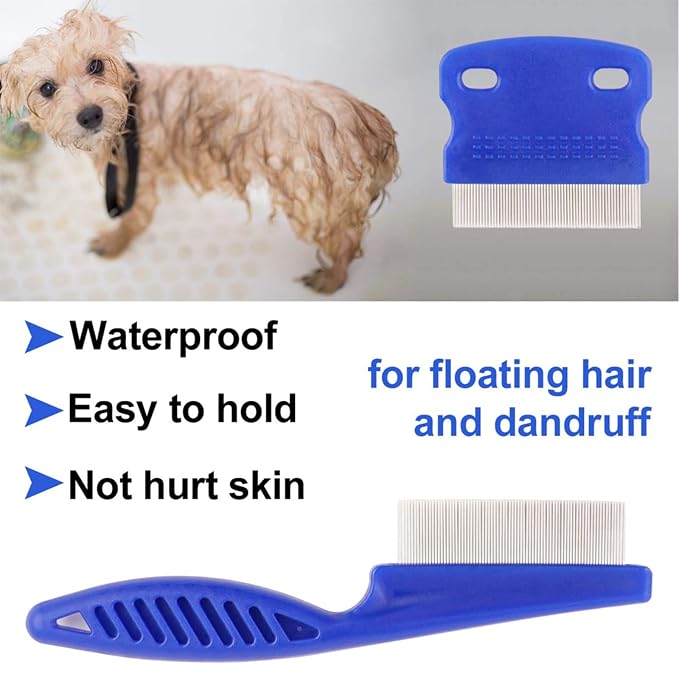 Flea Comb with Rounded Metal Teeth Durable Pet Tear Stain Remover Combs