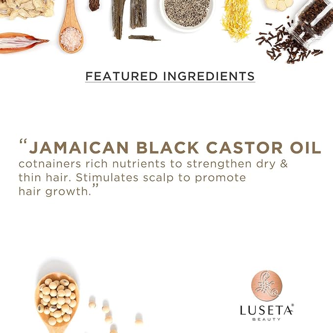 Luseta Castor Oil Shampoo and Conditioner Set for Thinning Hair | Strengthening Set for Thicker Fuller Looking Hair & Split End Repair for Men Women, Split End Care, Sulfate Free 16.9oz*2