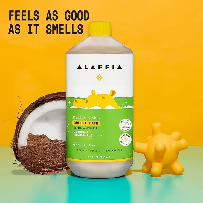 Alaffia Bubble Bath for Babies & Kids, Coconut Chamomile 2-Pack – Long-Lasting, Moisture-Rich Bubbles with Coconut Oil, 32 Fl Oz Ea