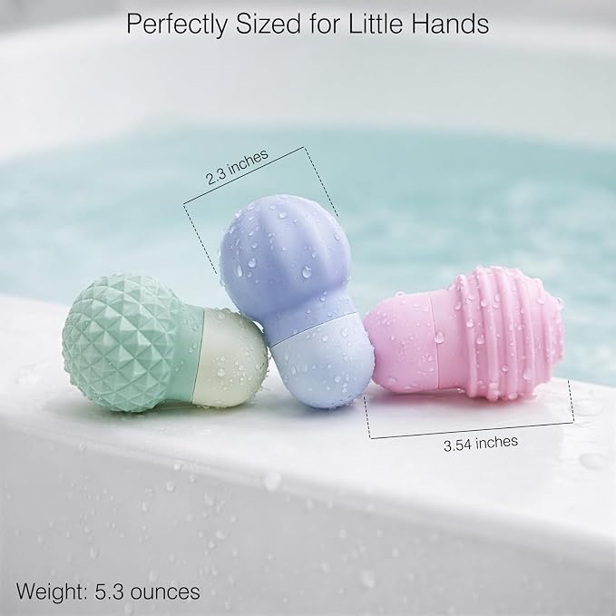 Sensory Squeezing Water Bath Toys for Toddlers,3PCS Bath Tub Pool Floating Toys for Babies Kids 1-3,Textured Fidget Toys Stocking Stuffers Gifts for Boy Girl 18+ Months