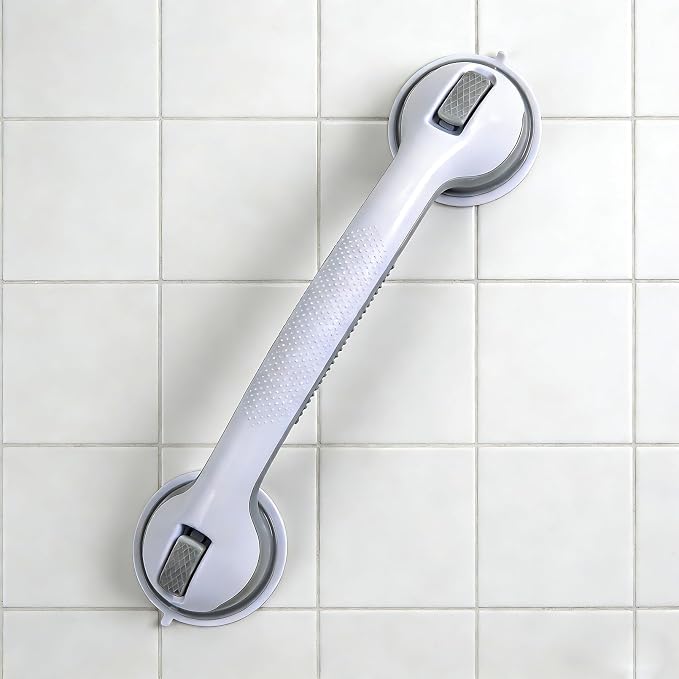 Shower Grab Bars for Seniors, Shower Handles for Elderly Suction Cup,2 Pack 16.19 Inch,Handicap Grab Bars for Bathtubs and Showers Wall, Bathroom Safety for Showers Walls Heavy Duty, No Drillin,Grey
