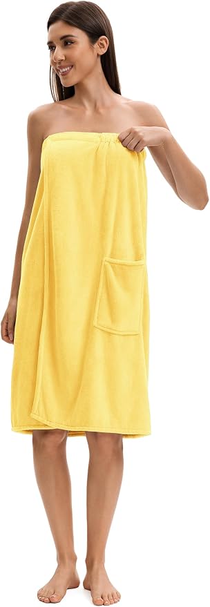 Towel Wrap For Women After Shower,Plush Bath Robe Female,Sauna Spa Wrap Around Towels With Pockets