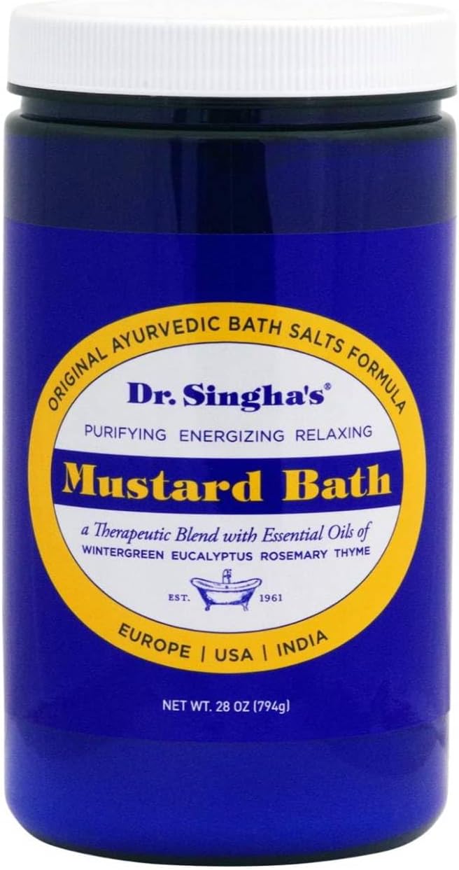 Dr. Singha's Mustard Bath Soak – Aromatherapy Bath Salts with Mustard Seed & Essential Oils for Muscle Relaxation, Stress Relief & Soothing – Epsom Salt Alternative, 28 oz