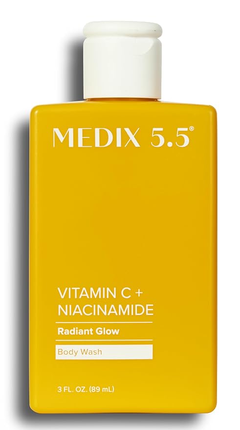 MEDIX Radiant Glow Vitamin C Body Wash W/Niacinamide | Citrus Scented Gentle Body & Face Cleanser For Women, Men, Dry Skin, & Smoother-Looking Skin | Removes Dirt, Oil, & Impurities, 3PC Travel Size