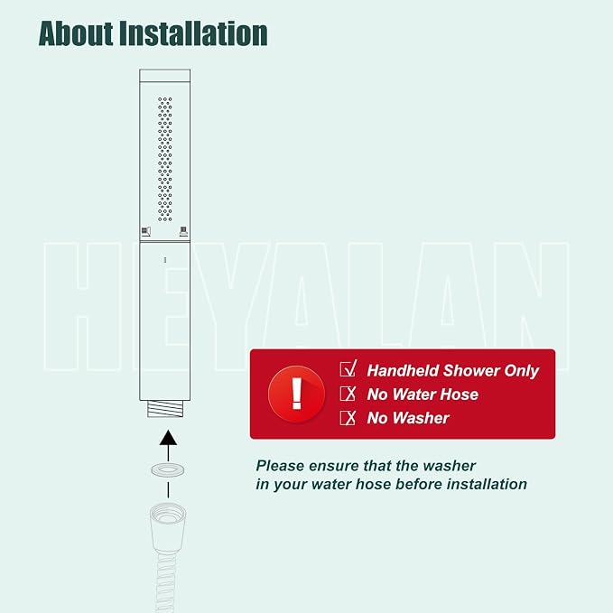 Heyalan Hand Held Shower Wand, High Pressure Handheld Head with Strong Flow, Luxury Spray for Bathroom,Dual Function,Brushed Nickel