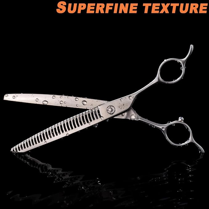 High-end Professional Dog Grooming Curved Thinning Scissors Teeth Blending Shears Pet Texturizing Thinner Blender Shears 7.5 Inch Extremely Very Sharp Made Of Stainless Steel Alloy For Dog Cat Groomer