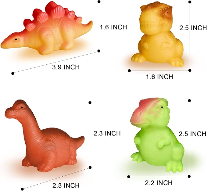 Light Up Bath Toys,6 Packs Floating Dinosaur Bathtub Toys for Toddlers,No Hole Baby Bath Toys for Kids,Great Birthday Christmas Easter for Boy and Girl Preschool