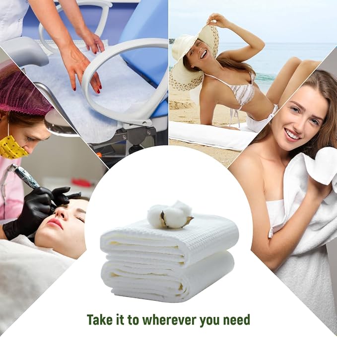 Disposable Hair Drying Towels, 100 Count Super Absorbent Large Luxury, Salon & Spa Camping Trips for Hair, Face, Body Use(16" x 31.5")