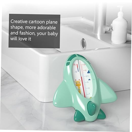 Portable Bath Thermometer Cartoon Plane Floating Water Temperature Tool Green for Newborn Safety and Accurate Readings
