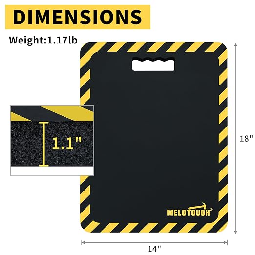 MELOTOUGH Kneeling Pads for Work, Soft & Thick Foam Kneeling pad for Gardening, Auto-Repair, Cleaning, Flooring, Water Resistant, Shock Absorption, 18"x14"x1.1" (Black)
