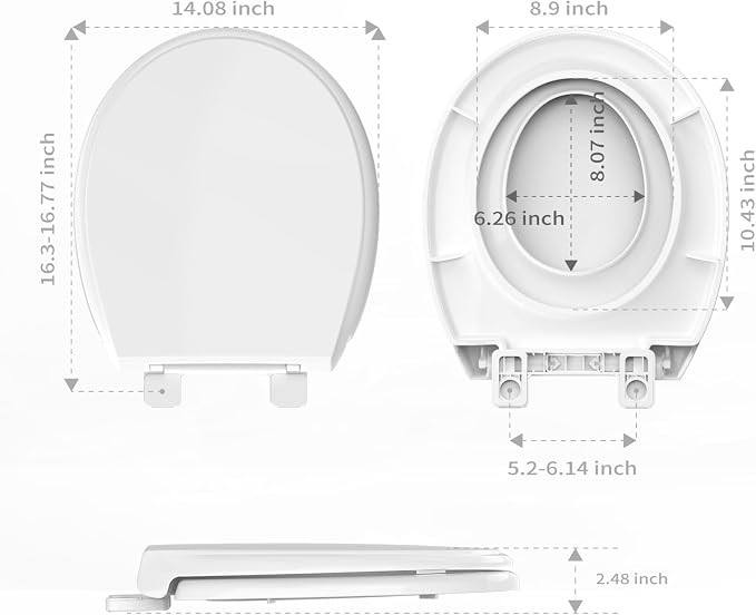 Round Toilet Seat with Built-In Toddler Seat, 2-in-1 Potty Training Toilet Seat for Adults & Kids, Soft Close, Magnetic Child Seat, Quick Release & Easy Clean, Fits Standard Round Toilets, White