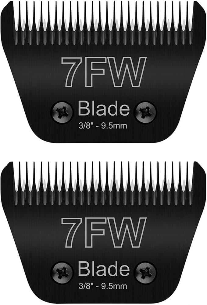 2PCS 7FW Wide Blades Dog Grooming Blades Compatible with Andis Dog Clippers | Stainless Steel Dog Clipper Blades Compatible with Oster A5,Wahl km10 for Animal Dog,Cat,Horse,Black