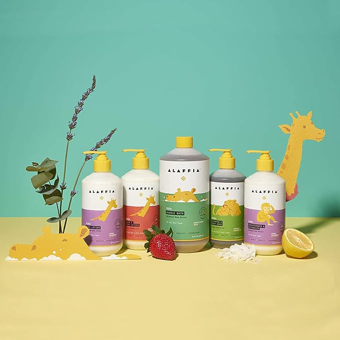 Alaffia Babies and Kids Shampoo and Body Wash, Gentle and Calming Support for Soft Hair and Skin with Shea Butter, Neem, and Coconut Oil, Fair Trade, Lemon Lavender