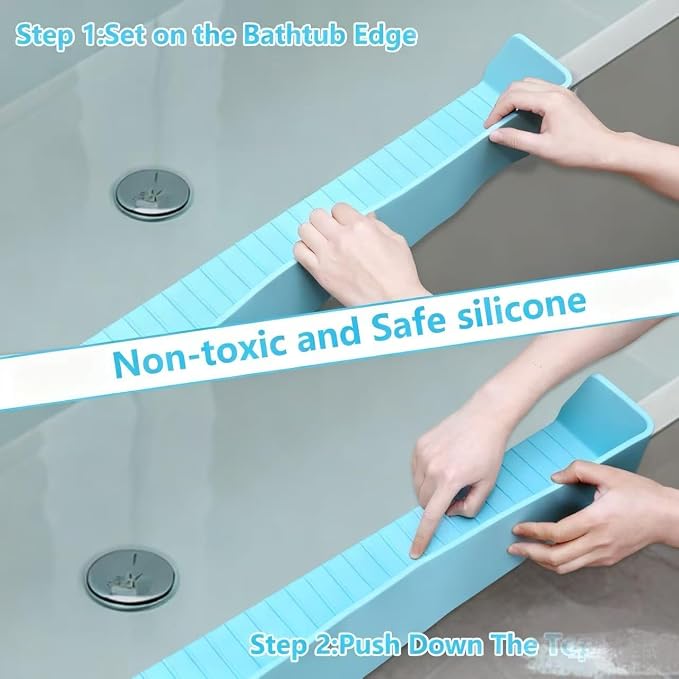 Bathtub Splash Guard for Kids, 2-in-1 Bath Toy Organizer Tub Shelf