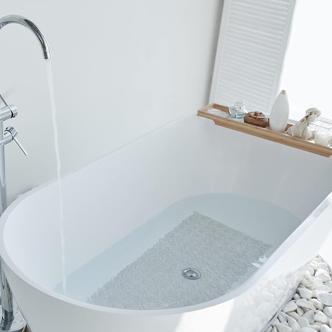 Bath Mats for Bathroom Tub 35x16 Inch,Bath Mat for Tub Feels Great on Tired Feet, Friendly Machine Washable Shower Tub Mats with 167 Big Suction Cups,Shower Mat,Bath Tub Mat,Clear