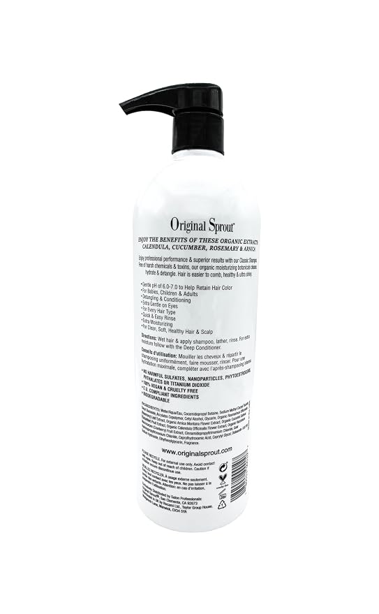 Original Sprout Classic Shampoo for All Hair Types, Gentle Sulfate Free & Vegan Hair Cleanser for Kids and Adults, Tear Free Formula, 32 fl oz
