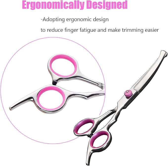 Dog Grooming Scissors,Pet Hair Scissors with Safety Round Tips Heavy Duty Titanium Stainless Steel Professional Dogs Cats Pets Grooming Shears (Straight scissors)