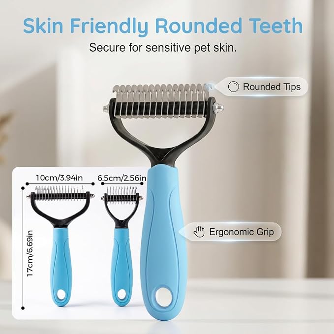 Pet Grooming Tool, 2026 New Undercoat Rake Deshedding Brush for Dogs & Cats, Double Sided Dematting Comb for Detangling Long Matted Fur (Pink, Small)