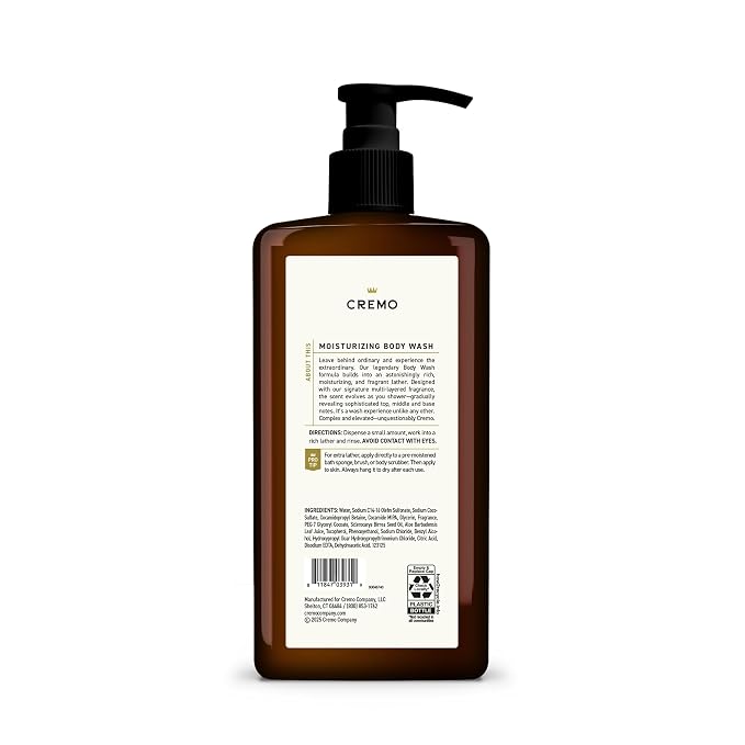 Cremo Rich-Lathering Bourbon & Oak Body Wash for Men, 32 Fl Oz