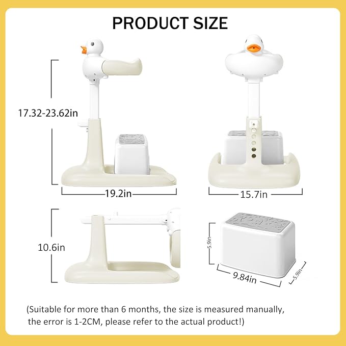 Adjustable Height Baby Shower Stand with Anti-Slip Base, Bath Shower Standing Support, Portable Bath Helper