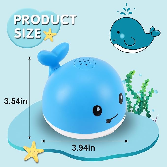 Gigilli Light Up Whale Bath Toy Sprinkler, Ocean Blue Kids 1-3 | Baby Boy Bath Toys, Pool Water Toys, Bathtub Fountain Spray Water Toys for Toddlers 6-12-18 Months Kids Ages 2-4
