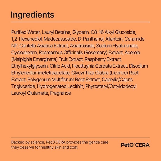 PetO’Cera Skin-First Waterless Cat Shampoo - 100% Licking Safe No Rinse Dry Bath Foam, Gentle & Hypoallergenic, Dander & Odor Control, Vet-Approved, 6.76 fl oz
