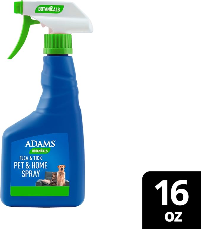 ADAMS Botanicals Flea & Tick Pet & Home Spray, Flea and Tick Spray for Dogs, Cats, Puppies, & Kittens, Indoor Home Treatment, Kills on Pet Bedding and Furniture, 16 Oz