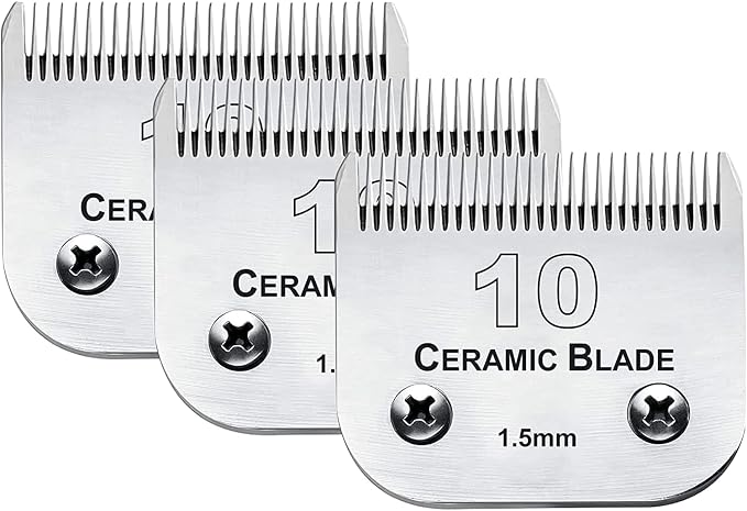 3 Pack 10 Blade Dog Grooming Blades Compatible with Andis Clippers | Dog Clipper Blades for Oster A5/Wahl KM ,Detachable Stainless Steel Blade,Size-10, 1/16-Inch Cut Length