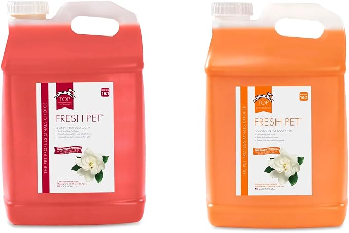 Fresh Pet Dog Cat Shampoo and Conditioner Pairs Reduces Mats Tangles Adds Sheen Two Bottle Combos for Less (17 Ounce Bottle Pair)