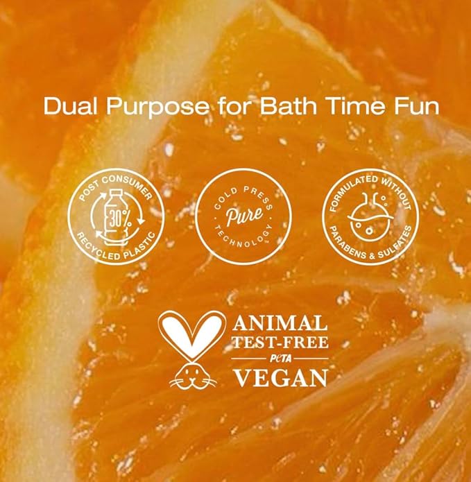 Raw Kids 2-in-1 Bubble Bath/Body Wash Sugar, Scent: Pineapple Orange (Gently Cleanse, Hydrate and Leave Skin Feeling Naturally Soft and Squeaky Clean. for Ages 3 Years and up) 12oz