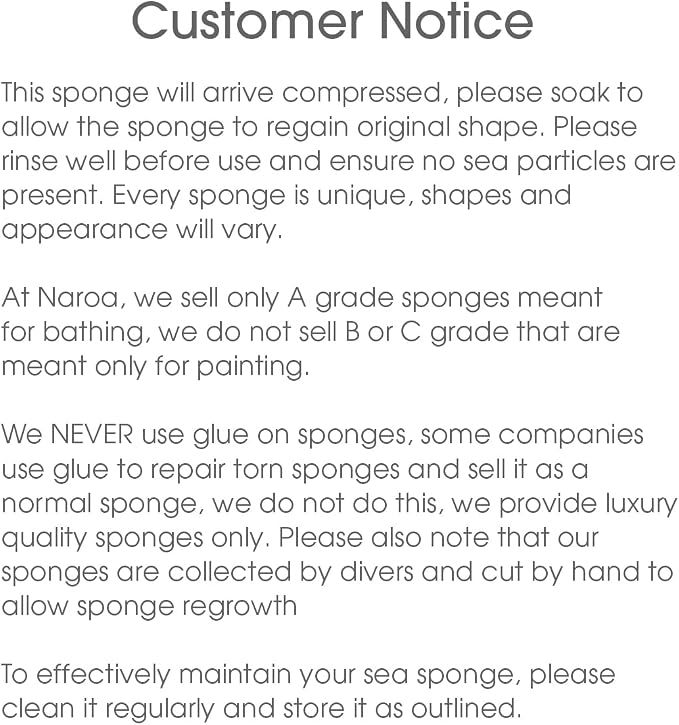 Naroa Soft Natural Sponge Large | Gentle Sea Loofah for Bathing Smooth Skin | Unbleached Shower Body Scrubber Puff | Bath & Spa (L)