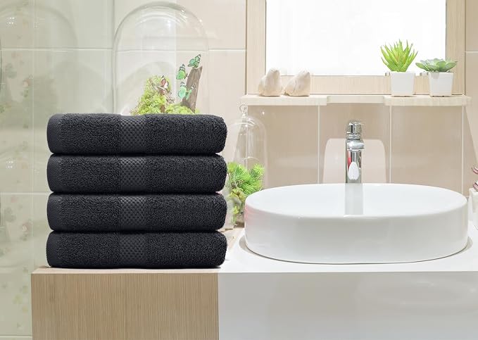 DAN RIVER 6-Pack Premium Hand Towels (16x28 Inches) - 100% Cotton, Ultra Soft, Lightweight, Highly Absorbent Towels for Bathroom, Spa, Gym, Salon, Hotel, and Travel - Charcoal