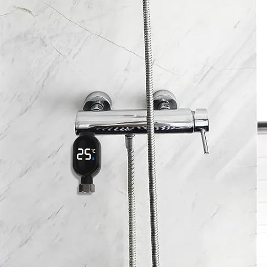 Shower Thermometer - Digital Celsius Display, Color-Coded Temperature Indicator, 304 Stainless Steel & PC Material, 0-99°C Range - Baby Bath, Bathroom Household Bathing Use(A)