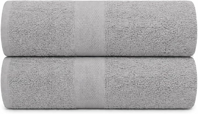 Oversized Bath Sheets - 2 Pack Extra Large and Absorbent Cotton Bath Sheets for Luxurious Comfort - Quick-Dry, Soft, and Durable Towels 35x70'' (Light Grey)