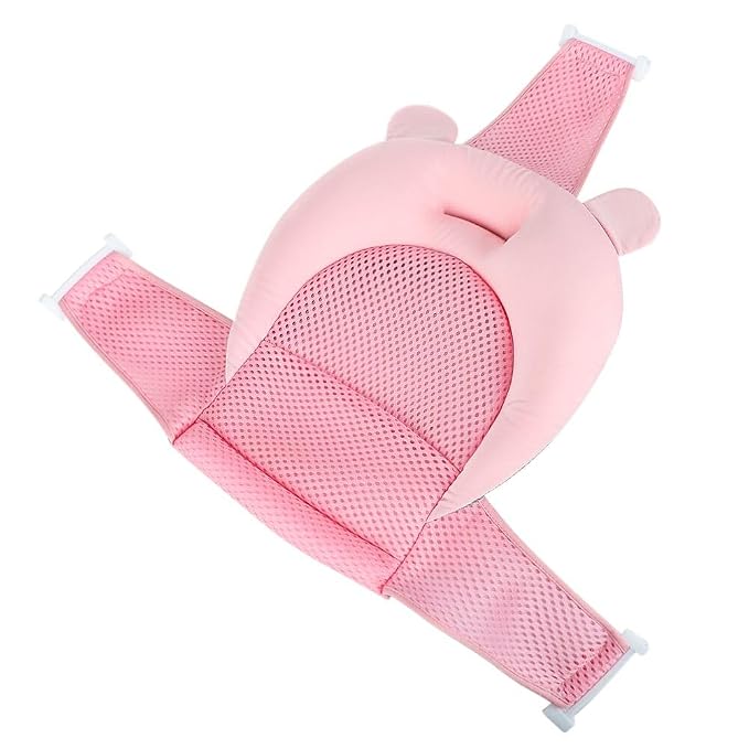 Baby Bath Seat Support Net Soft Infant Bathing Seat Support Mat Suspension Shower Pad Adjustable Non-Slip Newborn Bathtub Sling Mat Baby Sink Bather Tub Shower Net Bathtub Sit Up Mesh 0-6 Month